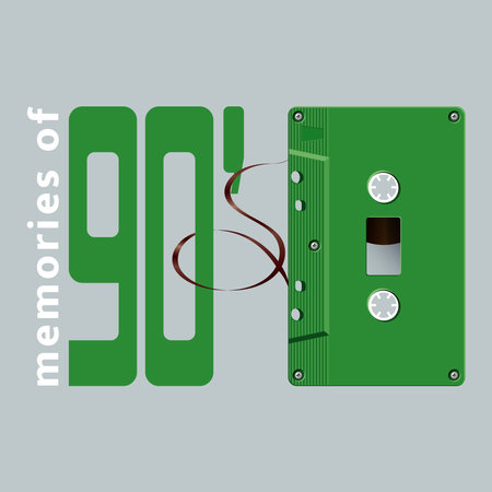 cassette tape design over gray backgroundのイラスト素材