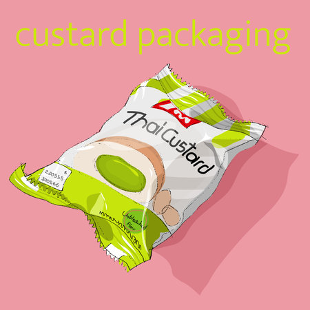 custard packaging sketch pencil style