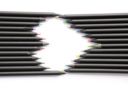 Colorful pencils, Crayon in heart shapeの写真素材