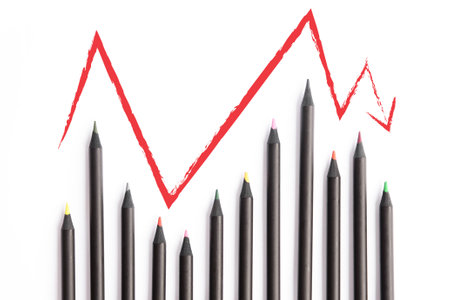 Colorful pencils, Crayon in graph shape, decreaseの写真素材