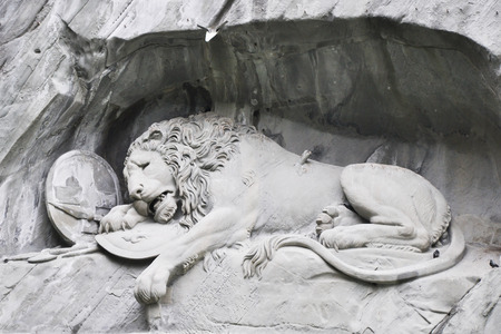 LUZERN, SWITZERLAND - APRIL 30,2011 : LUZERN dying lion monument closed up. The monument is a Swiss heritage of national significance.のeditorial素材