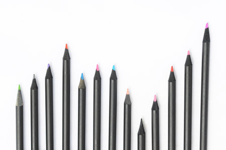 colorful pencils, crayon in graph shape, increaseの写真素材