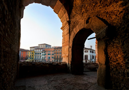 VERONA, VENETO, ITALY - February 15, 2018 The interior of second floor of Verona Arena Theater In Verona.のeditorial素材