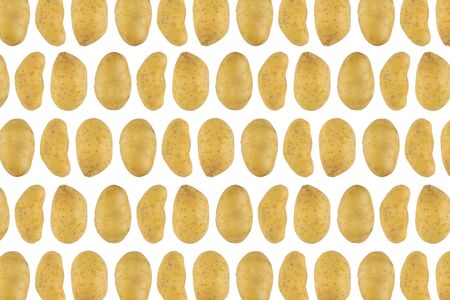 Potatoes pattern isolated on white backgroundの写真素材