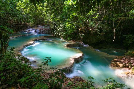 The waterfall  in Luang Prabang, Laos の写真素材