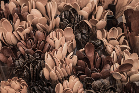 teaspoon made from wood.の写真素材