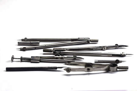 Antique drafting compasses.  Vintage drawing tools.