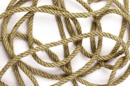 Rope close up on white background.