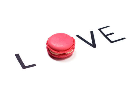Love. Macaroon and hand lettering. Sweet love concept.の写真素材