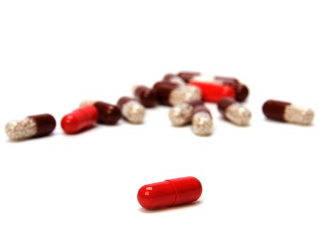 Capsules isolated on white background