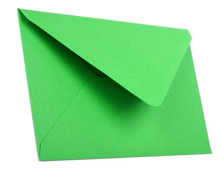 green envelope isolated on white backgroundの写真素材