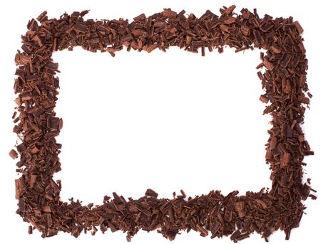 chocolate frame isolated on white backgroundの写真素材