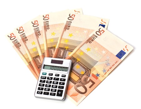 banknotes isolated on white background close upの写真素材