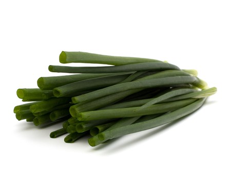 spring onion isolated on white backgroun close up
