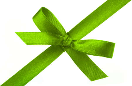 Festive gift ribbon and bow isolated on whiteの写真素材