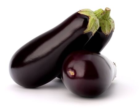 eggplant or aubergine vegetable on white backgroundの写真素材