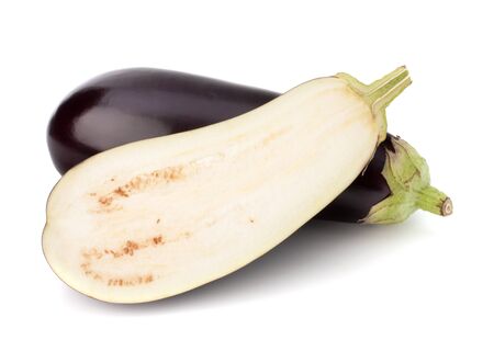 eggplant or aubergine vegetable on white backgroundの写真素材