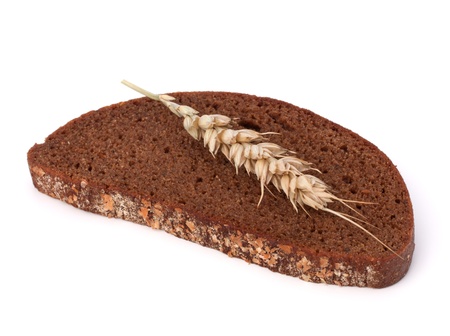 rye bread isolated on white backgroundの写真素材
