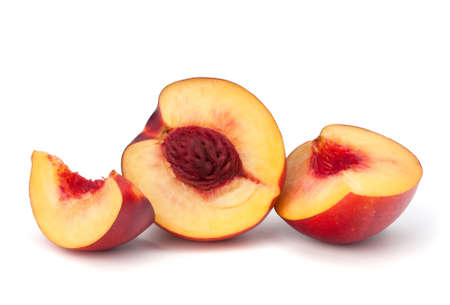 Nectarine fruit isolated on white backgroundの写真素材