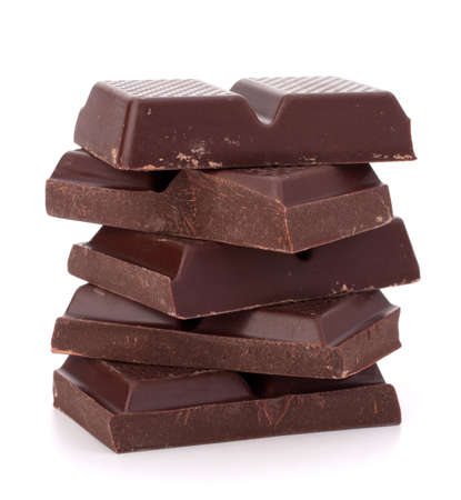 Chocolate bars stack isolated on white background