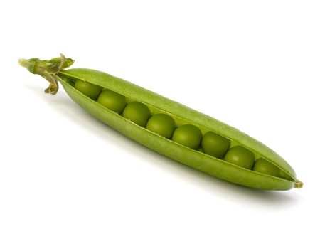 Fresh green pea pod  isolated on white background