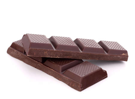 Chocolate bars stack isolated on white background