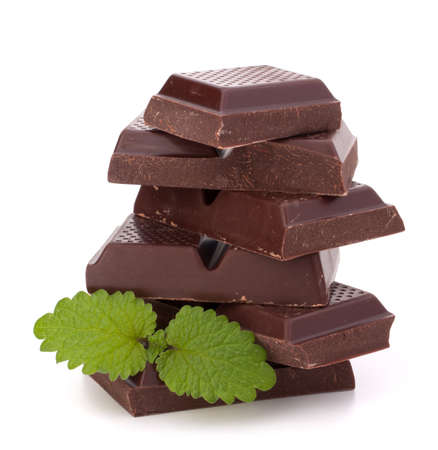 Chocolate bars stack isolated on white backgroundの写真素材
