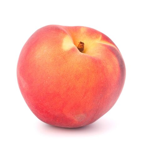 Ripe peach  fruit isolated on white background cutoutの写真素材
