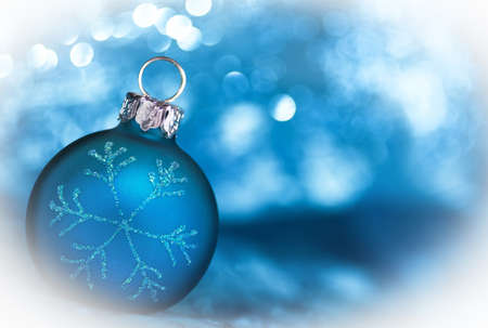 Blue Christmas card with copy spaceの写真素材