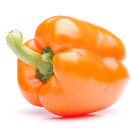 Orange sweet bell pepper isolated on white background cutoutの写真素材