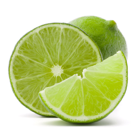 Citrus lime fruit isolated on white background cutoutの写真素材