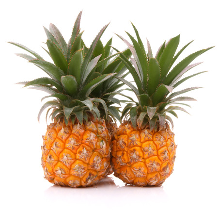 Pineapple tropical fruit or ananas isolated on white background cutoutの写真素材