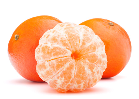 tangerine or mandarin fruit isolated on white background cutoutの写真素材