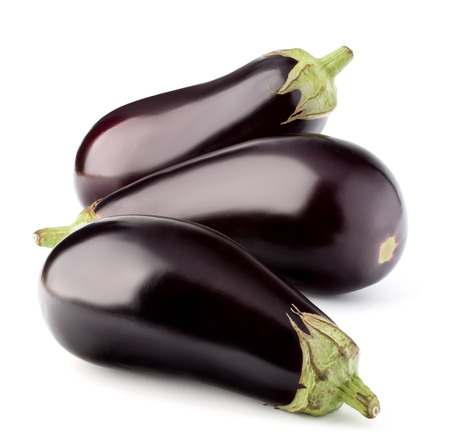 Eggplant or aubergine vegetable isolated on white background cutoutの写真素材