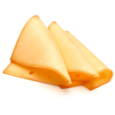 cheese slices isolated on white background cutoutの写真素材