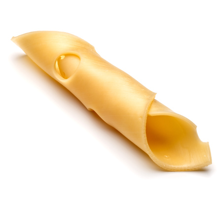 cheese slice isolated on white background cutoutの写真素材