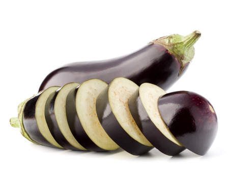 Eggplant or aubergine vegetable isolated on white background cutoutの写真素材