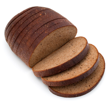 Fresh sliced rye bread loaf isolated on white background cutout