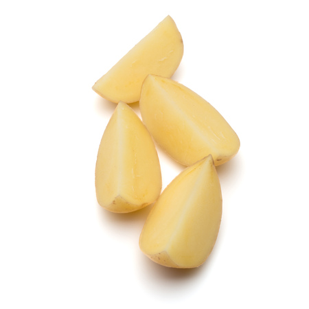 potato tuber slices  isolated on white background cutoutの写真素材