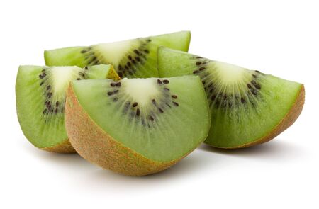 sliced Kiwi fruit isolated on white background cutoutの写真素材