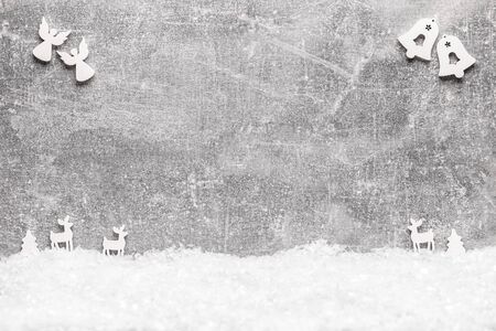 Christmas greeting card. Noel festive background. New year symbol. Christmas story theme. Festive background with copy space.の写真素材