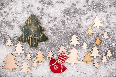 Christmas greeting card. Noel festive background. New year symbol. Children playing theme.の写真素材