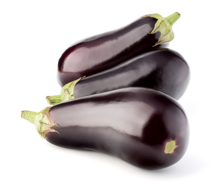 Eggplant or aubergine vegetable isolated on white background cutoutの写真素材