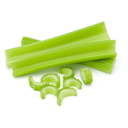 Celery stalk bunch isolated om white background cut out.の写真素材