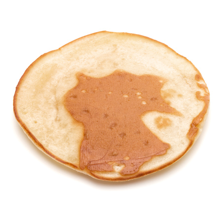 One pancake isolated on white background cutout.の写真素材