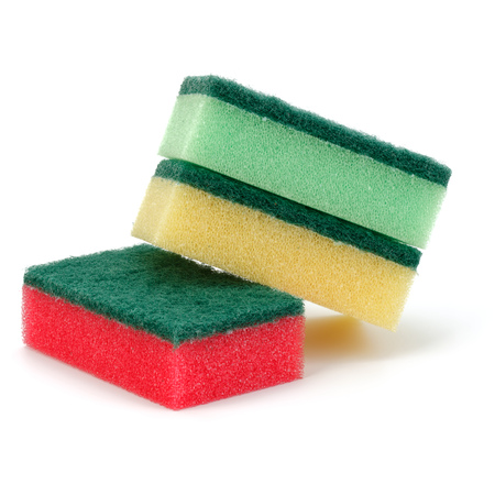 Stacked sponges isolated on white background cutout