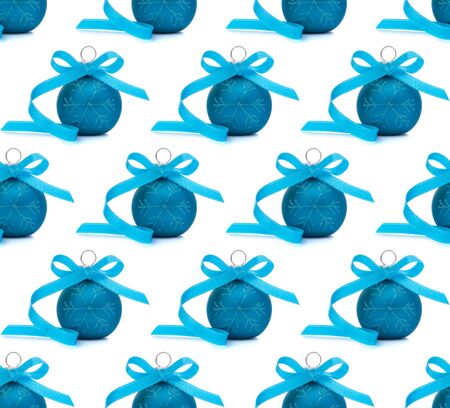Blue Christmas ball isolated on whiteの写真素材