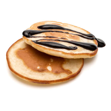 Two pancakes isolated on white background cutout.の写真素材