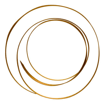 Shiny satin ribbon in brown color isolated on white background close up. Ribbon image for decoration design.の写真素材