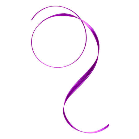 Shiny satin ribbon in lavender color isolated on white background close up. Ribbon image for decoration design.の写真素材